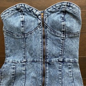 Vintage 80s Fancy Ass strapless bodycon denim dress
